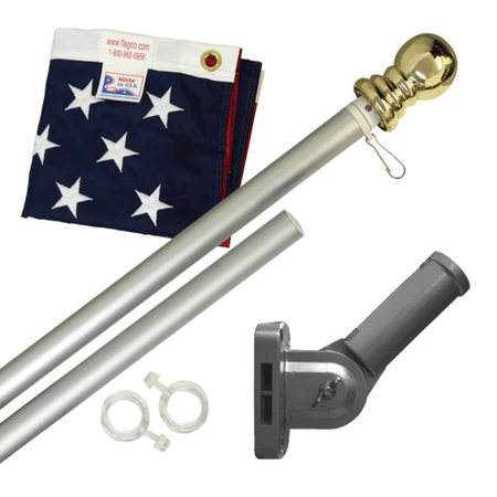 Global Flags Unlimited Aluminum Rotating Silver Flagpole Kit With Flag - 3'x5' 208293